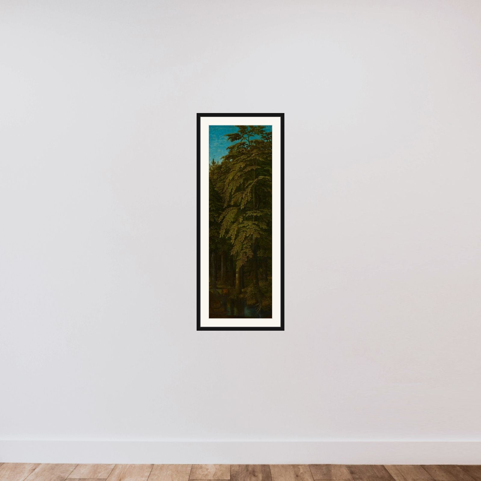 View in a Forest, outer right wing of a triptych framed — shown to scale