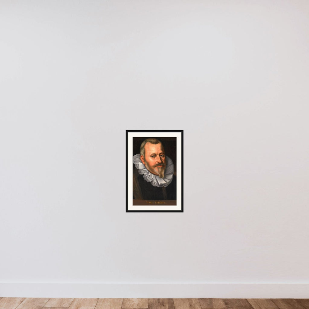 Portrait of Claes Allertsz Boelens (1550-1615) framed — shown to scale