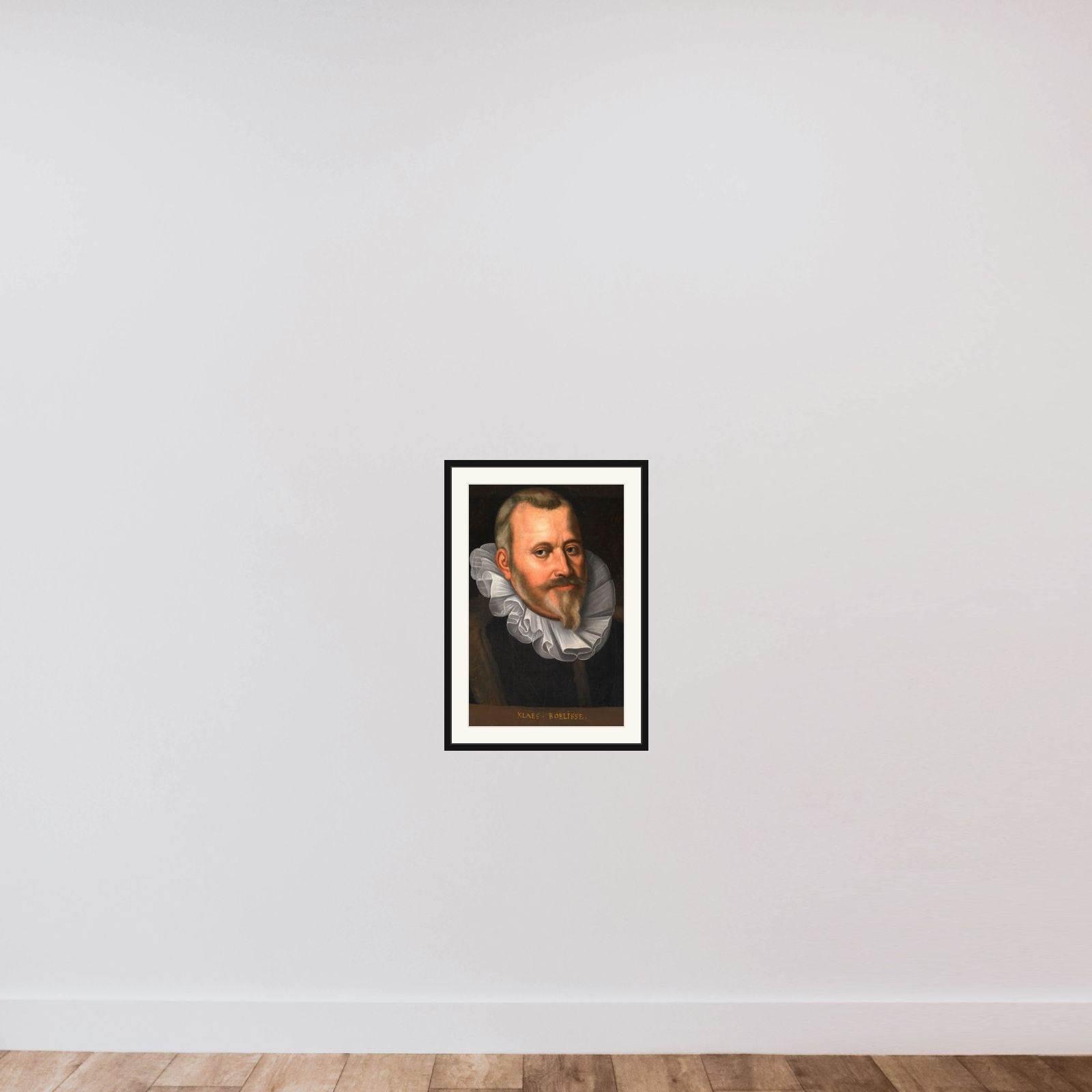 Portrait of Claes Allertsz Boelens (1550-1615) framed — shown to scale