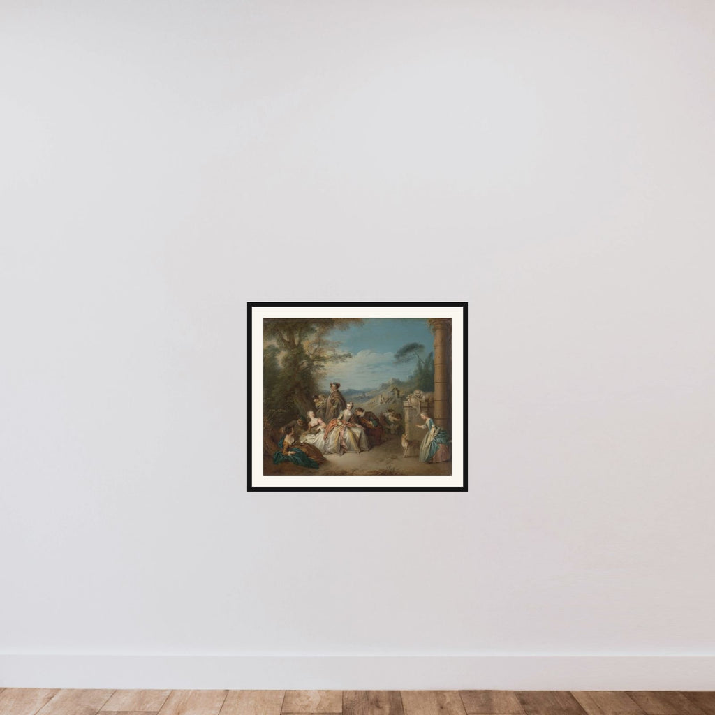 Fête galante in a Landscape framed — shown to scale