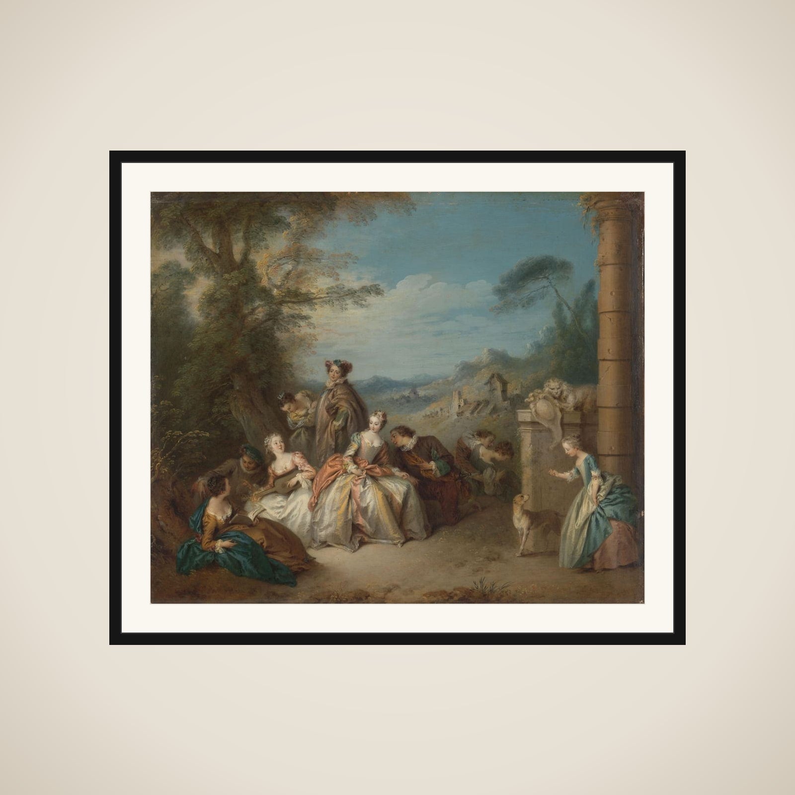 Fête galante in a Landscape framed