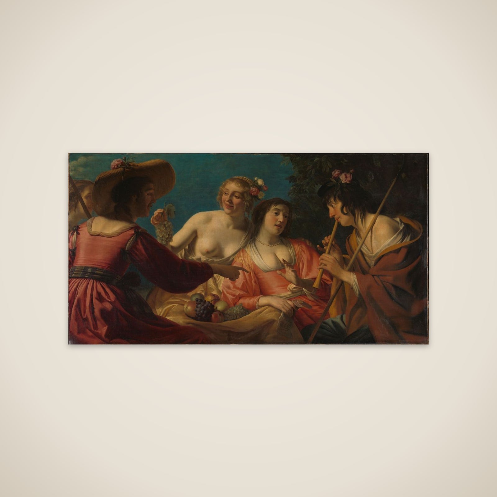 Shepherd Playing the Flute, and Four Shepherdesses unframed print