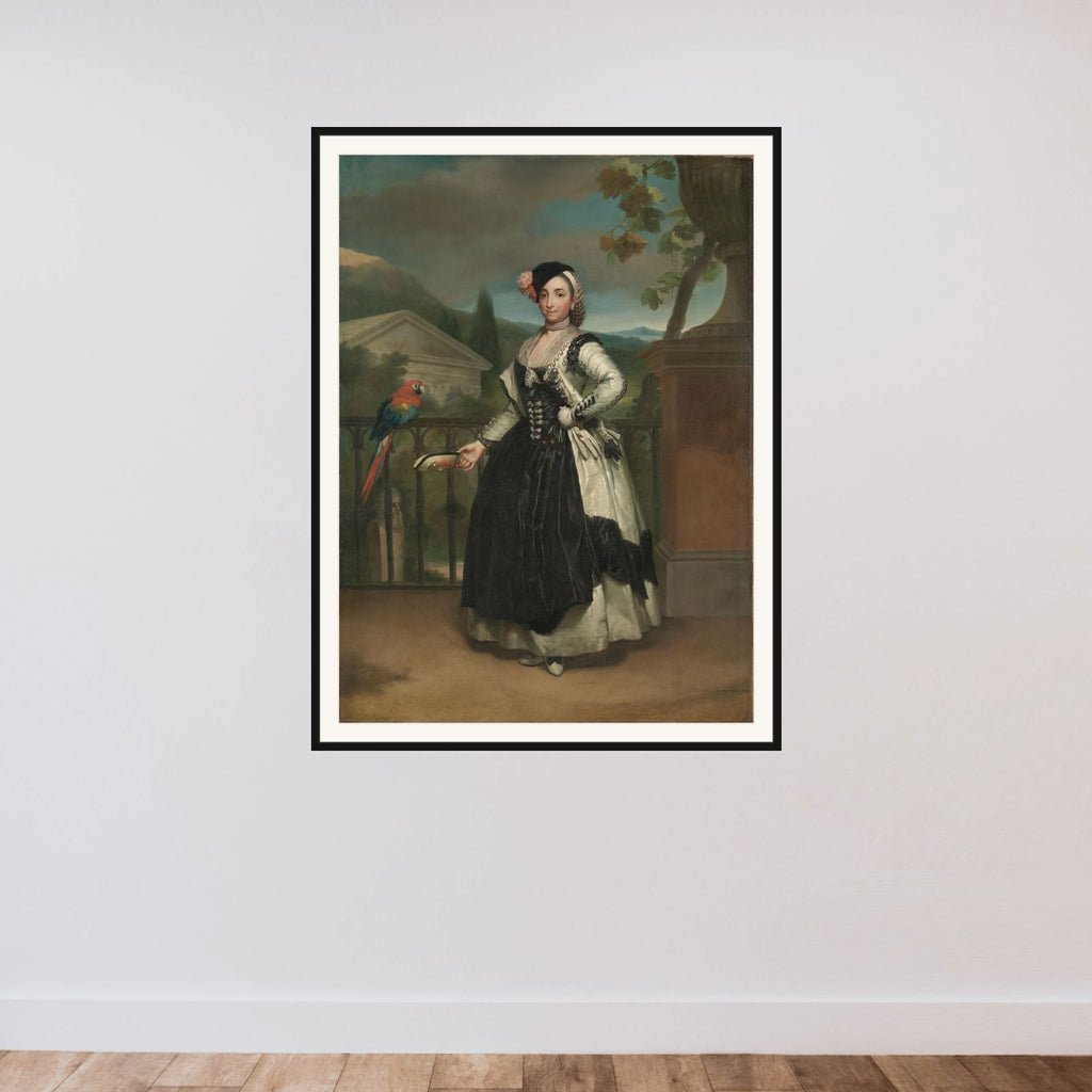 Portrait of Isabel Parreño y Arce, Marquise of Llano framed — shown to scale