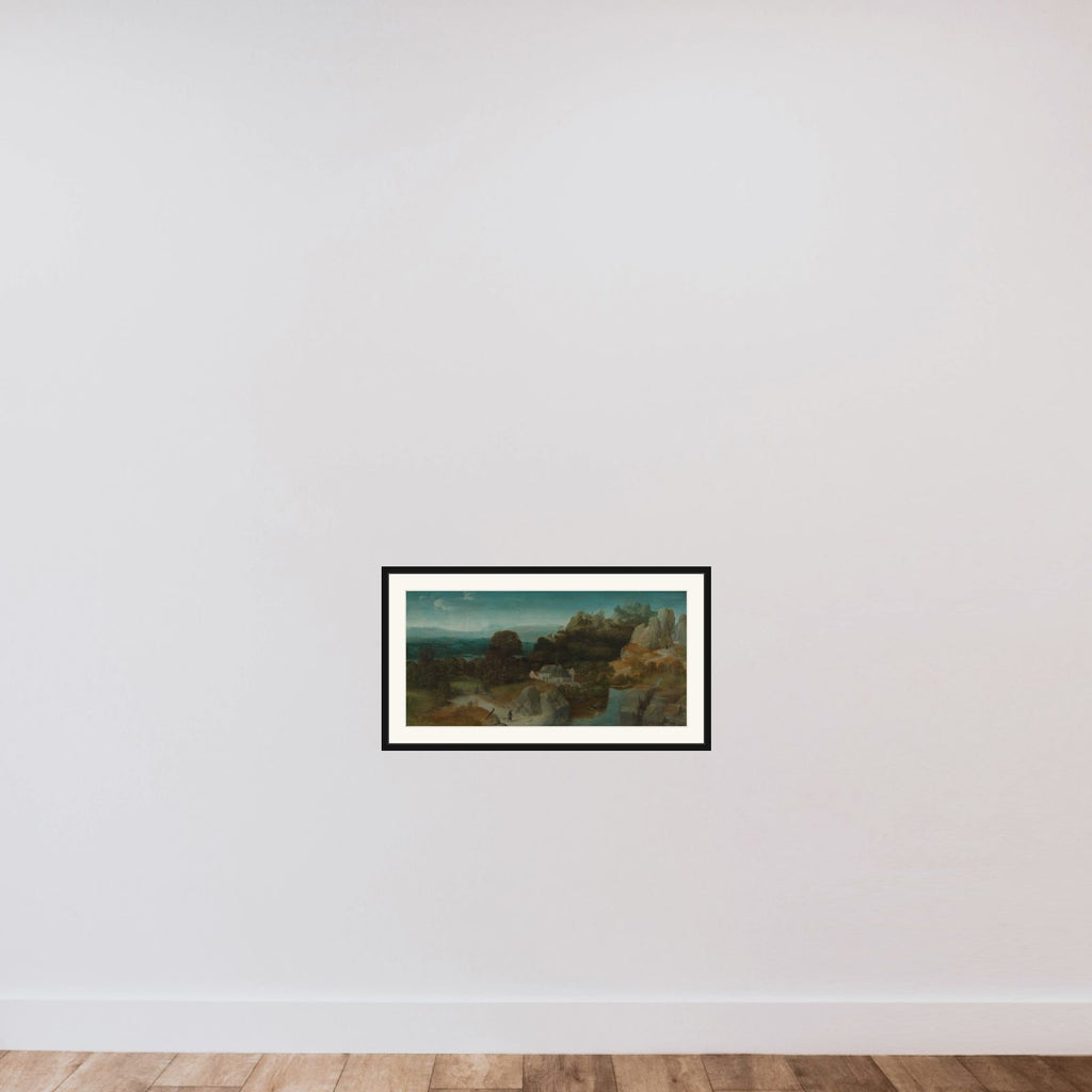 Landscape with the Temptation of Saint Anthony Abbot framed — shown to scale