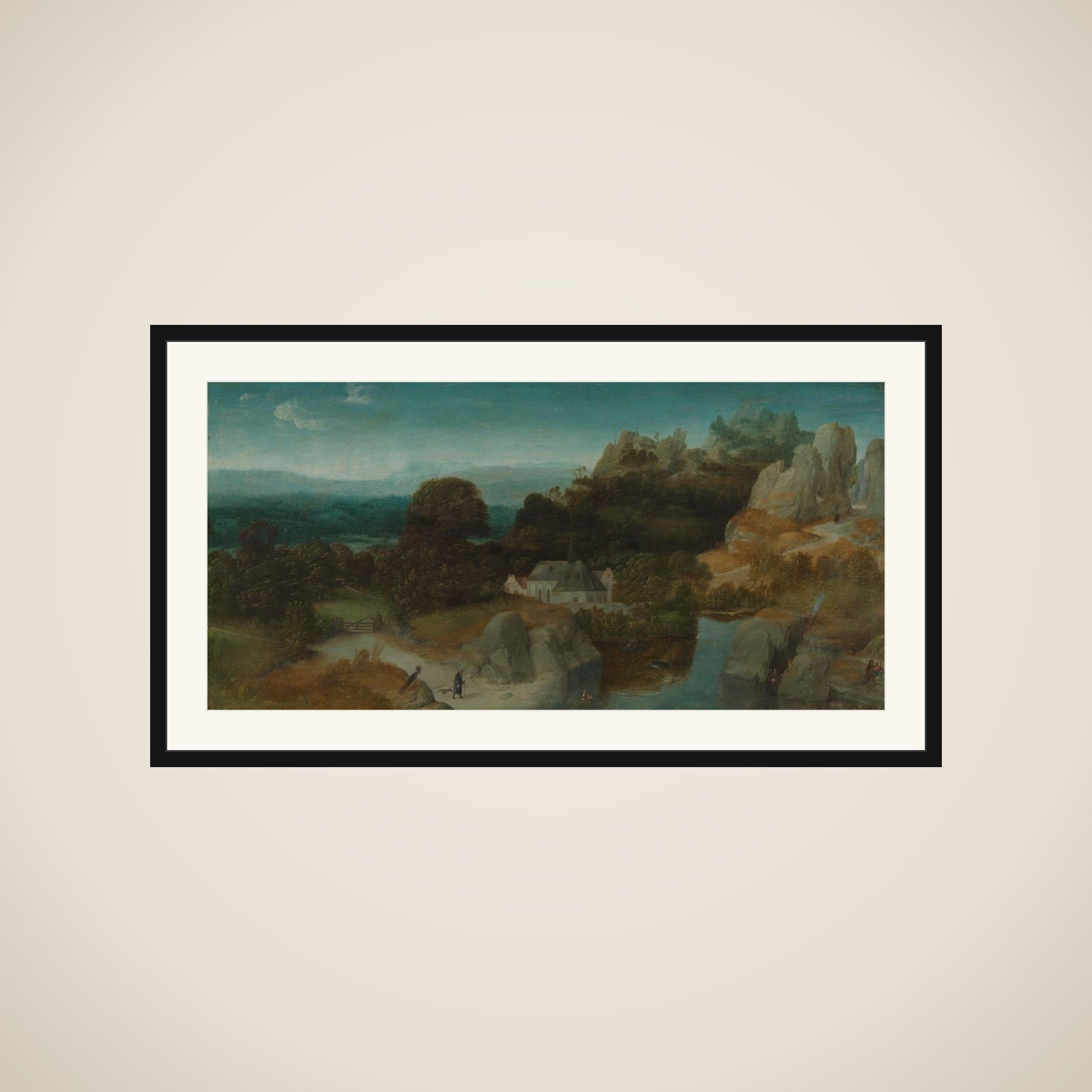 Landscape with the Temptation of Saint Anthony Abbot framed