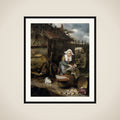 A Housewife in an inner Courtyard Cleaning Fish framed