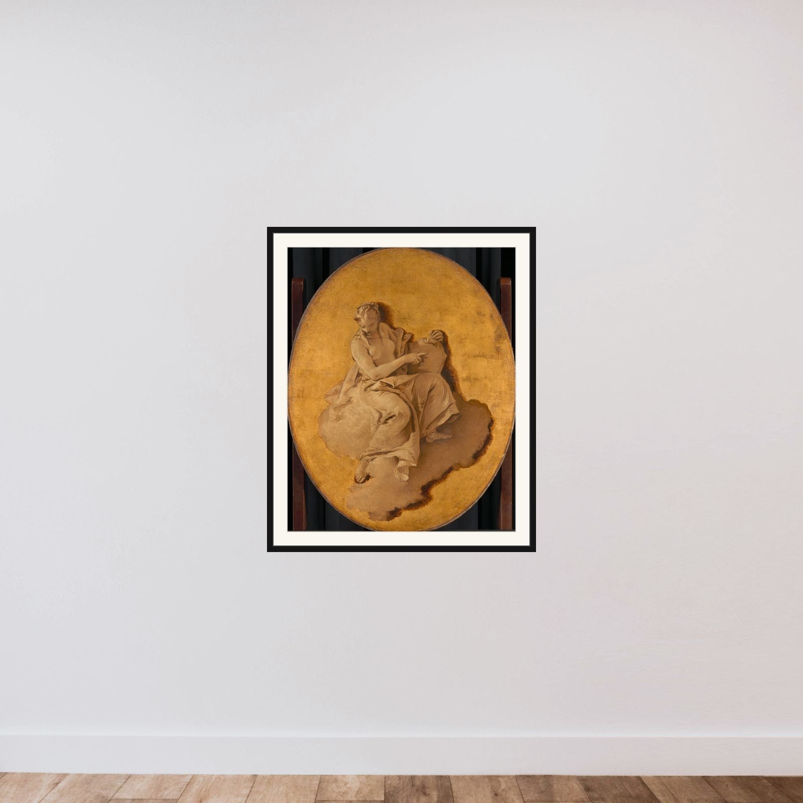 Allegorical Figure of a Woman with a Shield or a Mirror (Prudence?) framed — shown to scale