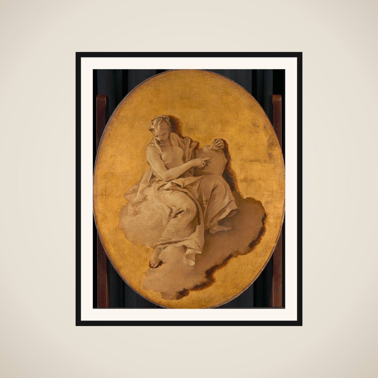 Allegorical Figure of a Woman with a Shield or a Mirror (Prudence?) framed