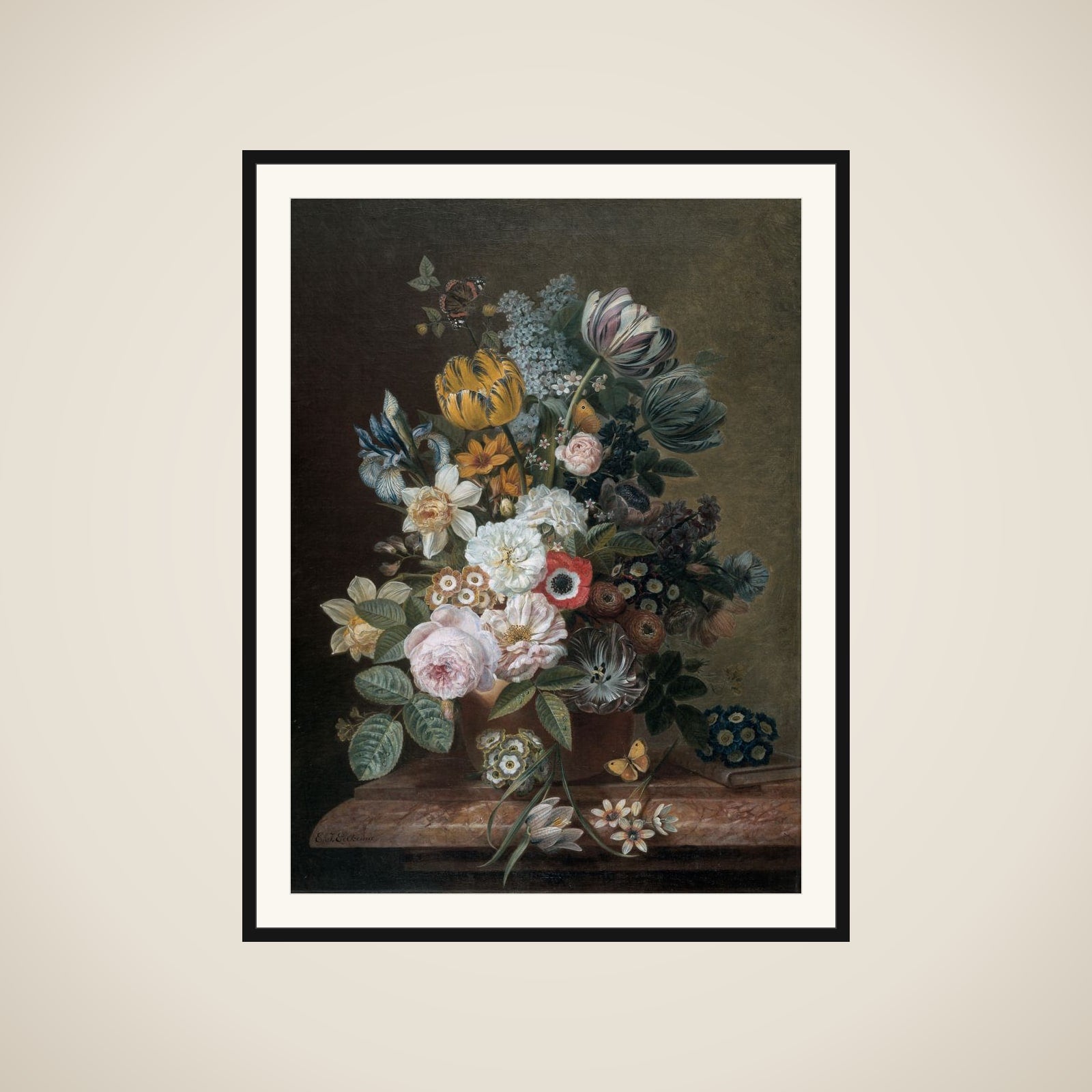 Still Life with Flowers framed