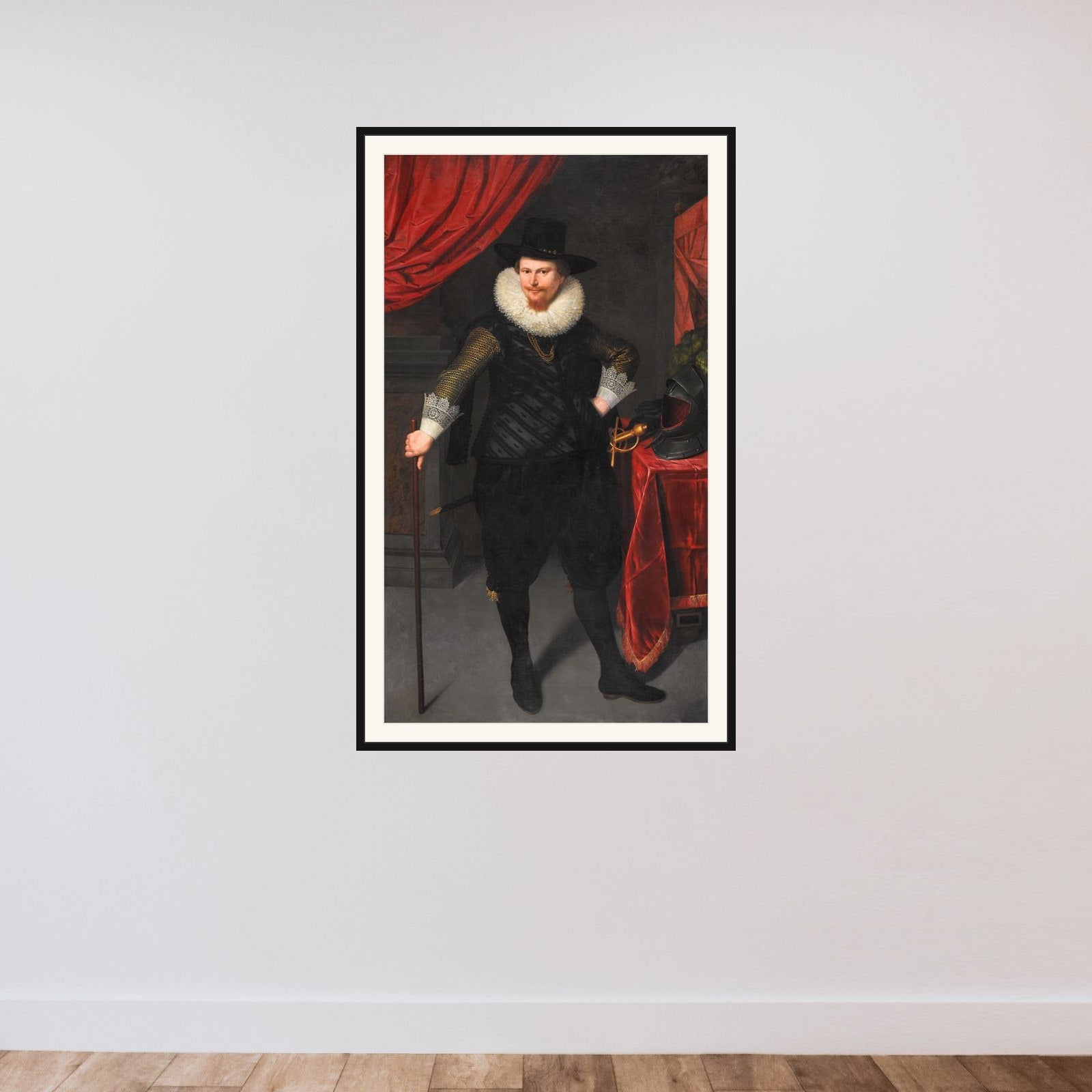 Portrait of Laurens Reael (1583-1637) framed — shown to scale