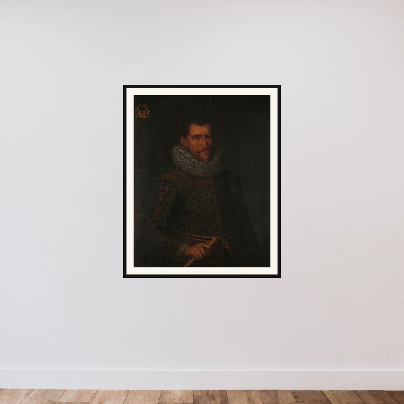 Portrait of Governor-General Jan Pietersz Coen framed — shown to scale