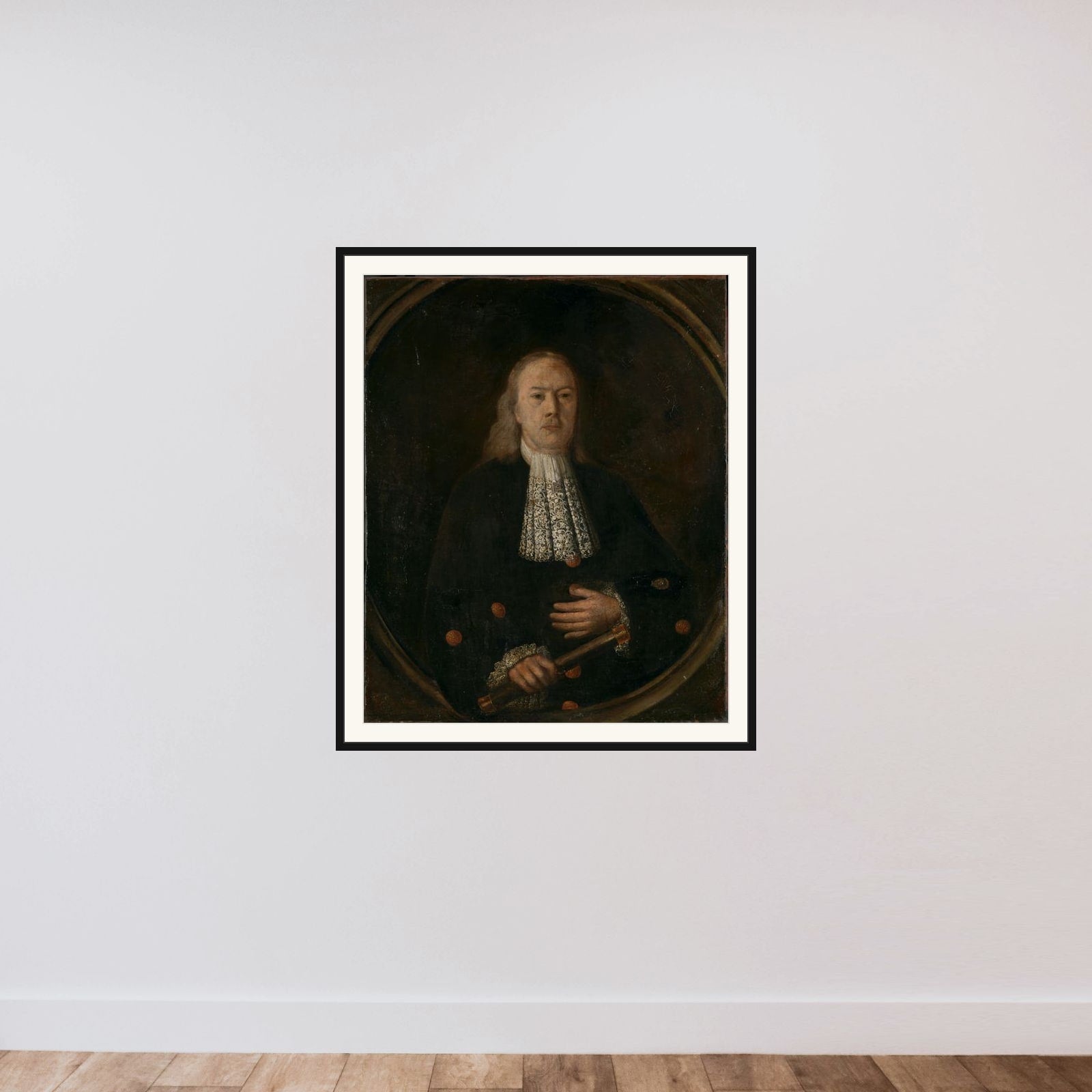 Portrait of Abraham van Riebeeck (1653-1713) framed — shown to scale