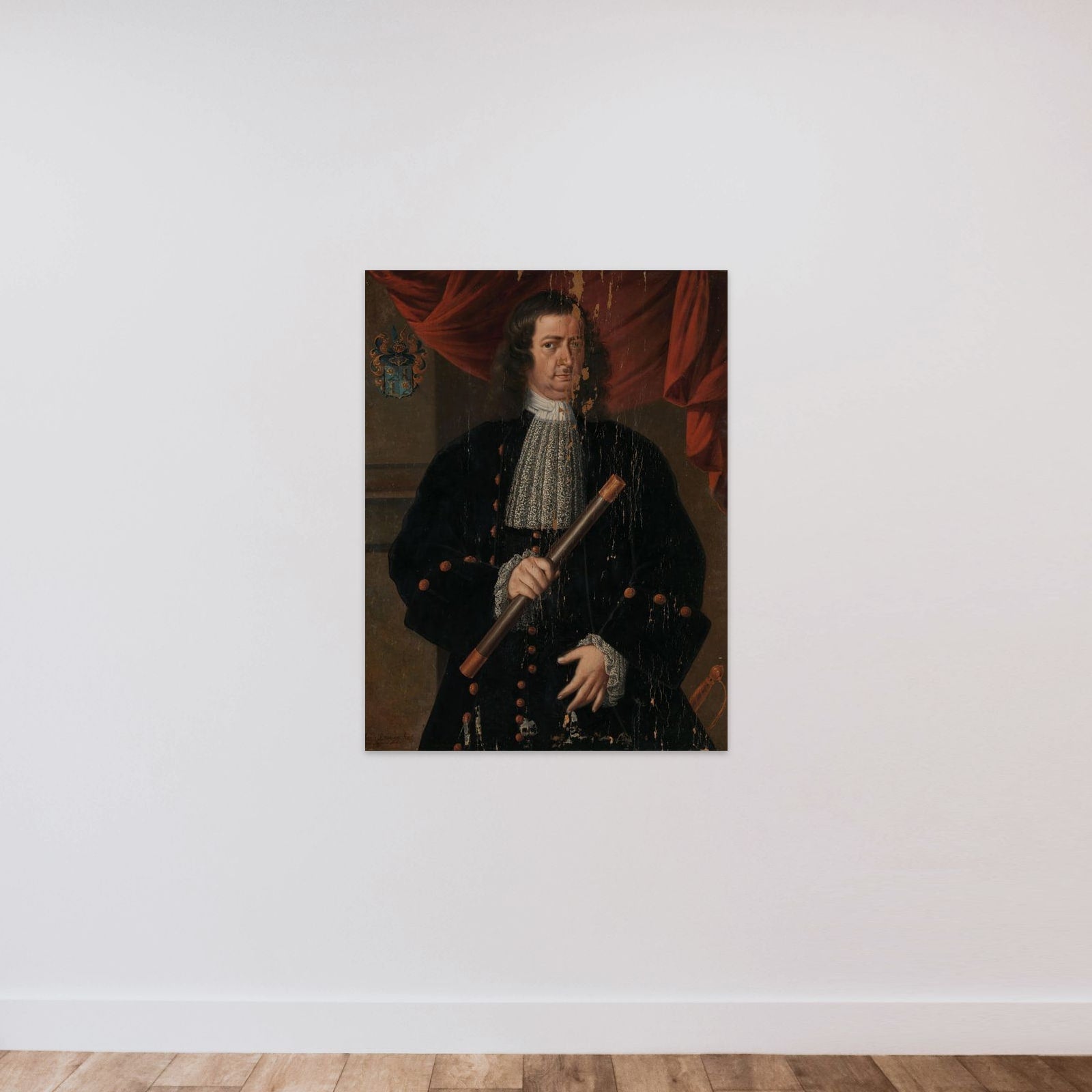 Portrait of Christoffel van Swoll (Swol, Zwol), Governor-General of the Dutch East Indies unframed — shown to scale