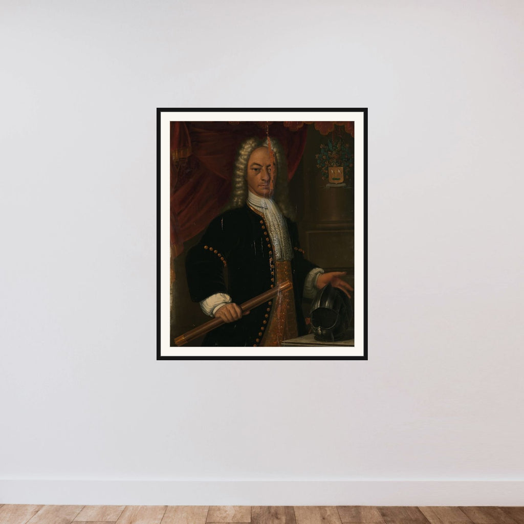 Portrait of Diederik van Durven, Governor-General of the Dutch East Indies framed — shown to scale