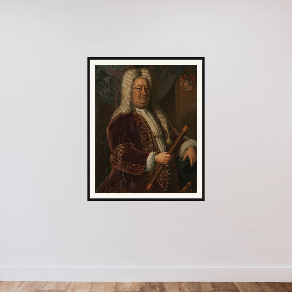 Portrait of Dirk van Cloon, Governor-General of the Dutch East Indies framed — shown to scale