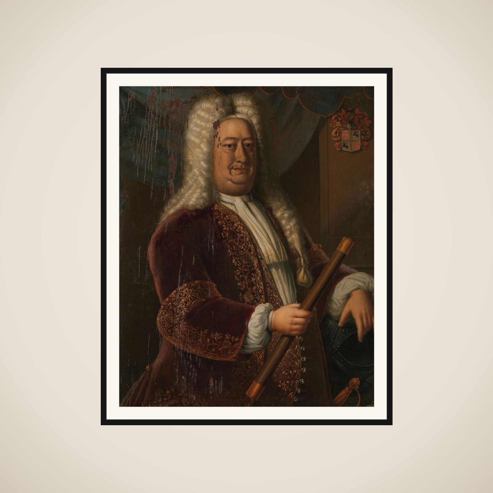 Portrait of Dirk van Cloon, Governor-General of the Dutch East Indies framed