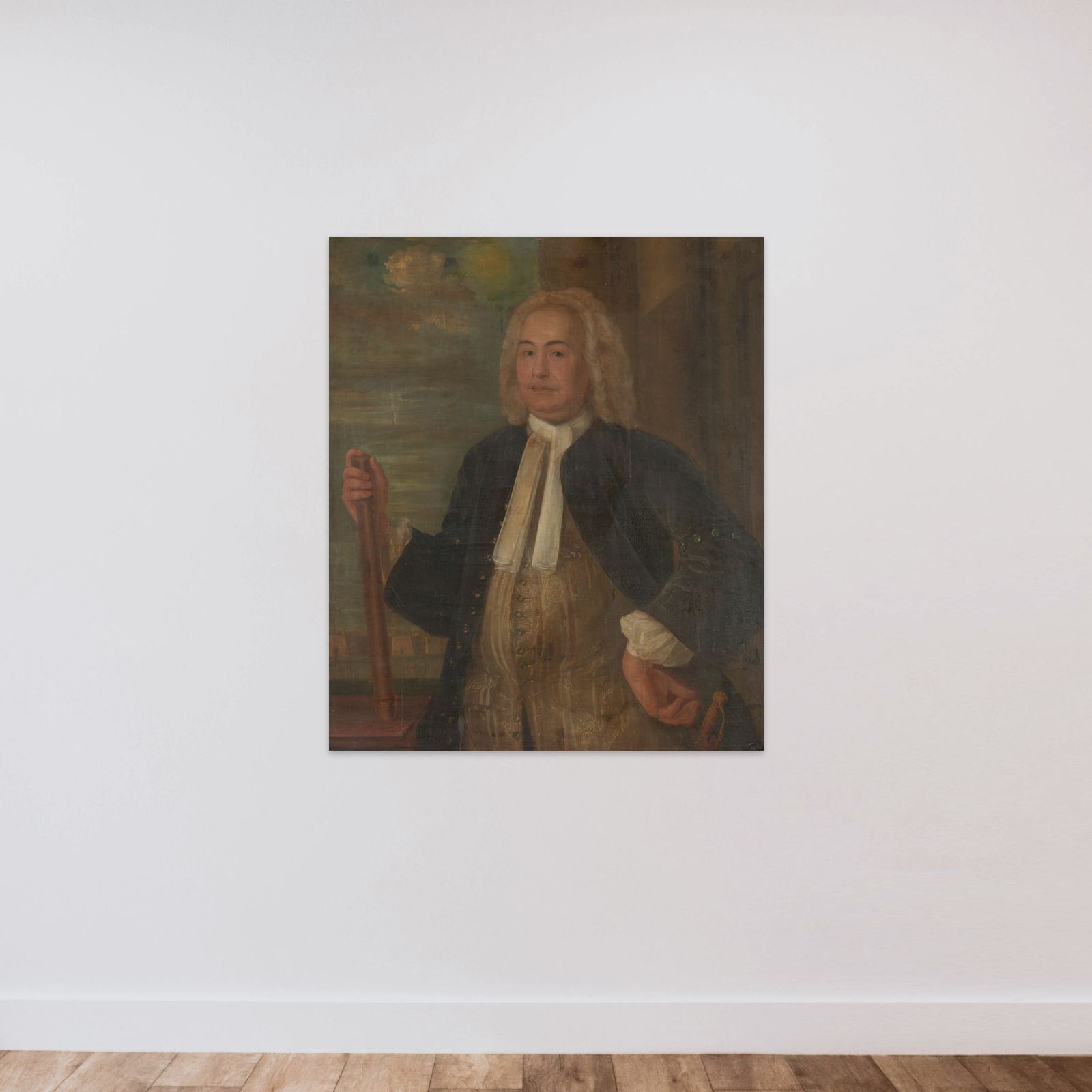 Portrait of Johannes Thedens, Governor-General of the Dutch East India Company unframed — shown to scale