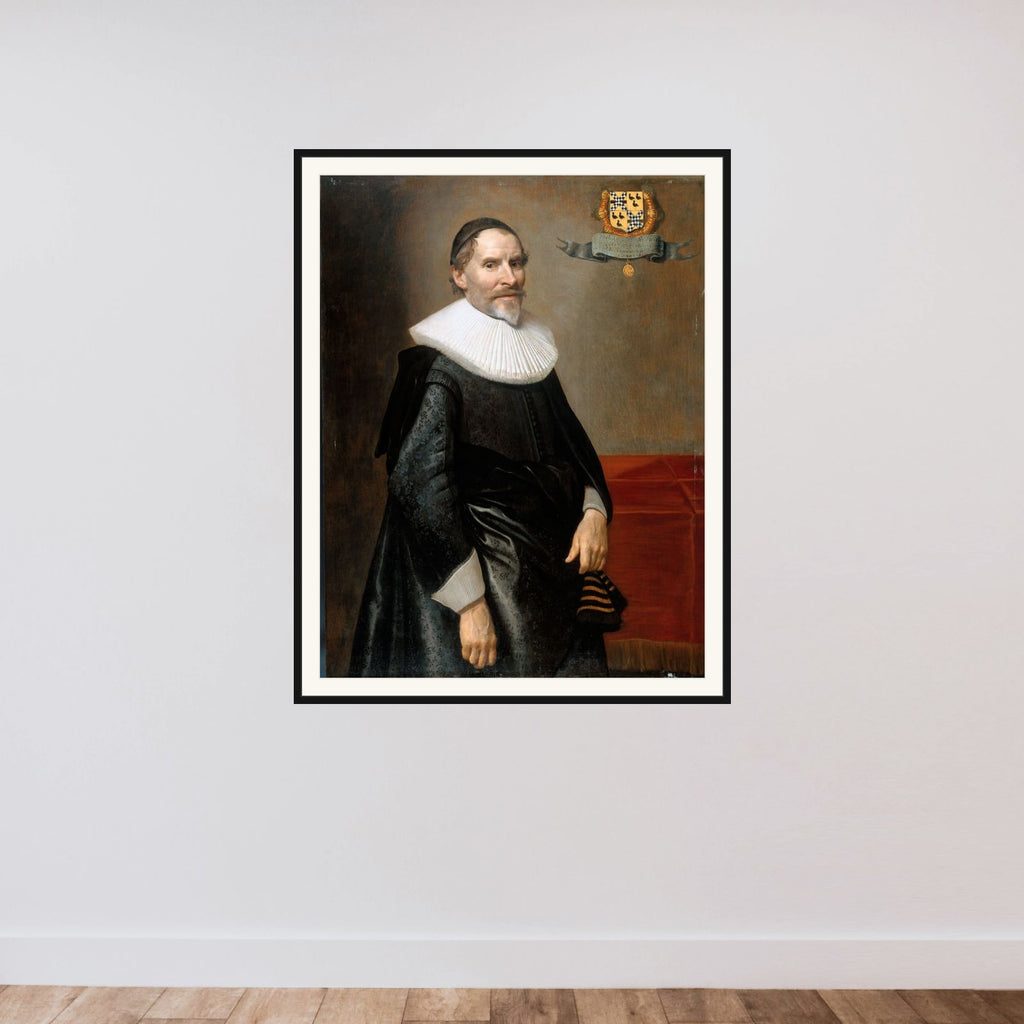 Portrait of François van Aerssen (1572-1641), Lord of Sommelsdijk, De Plaat and Spijk framed — shown to scale