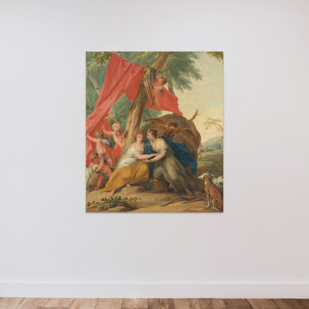 Jupiter, Disguised as Diana, Seducing the Nymph Callisto unframed — shown to scale