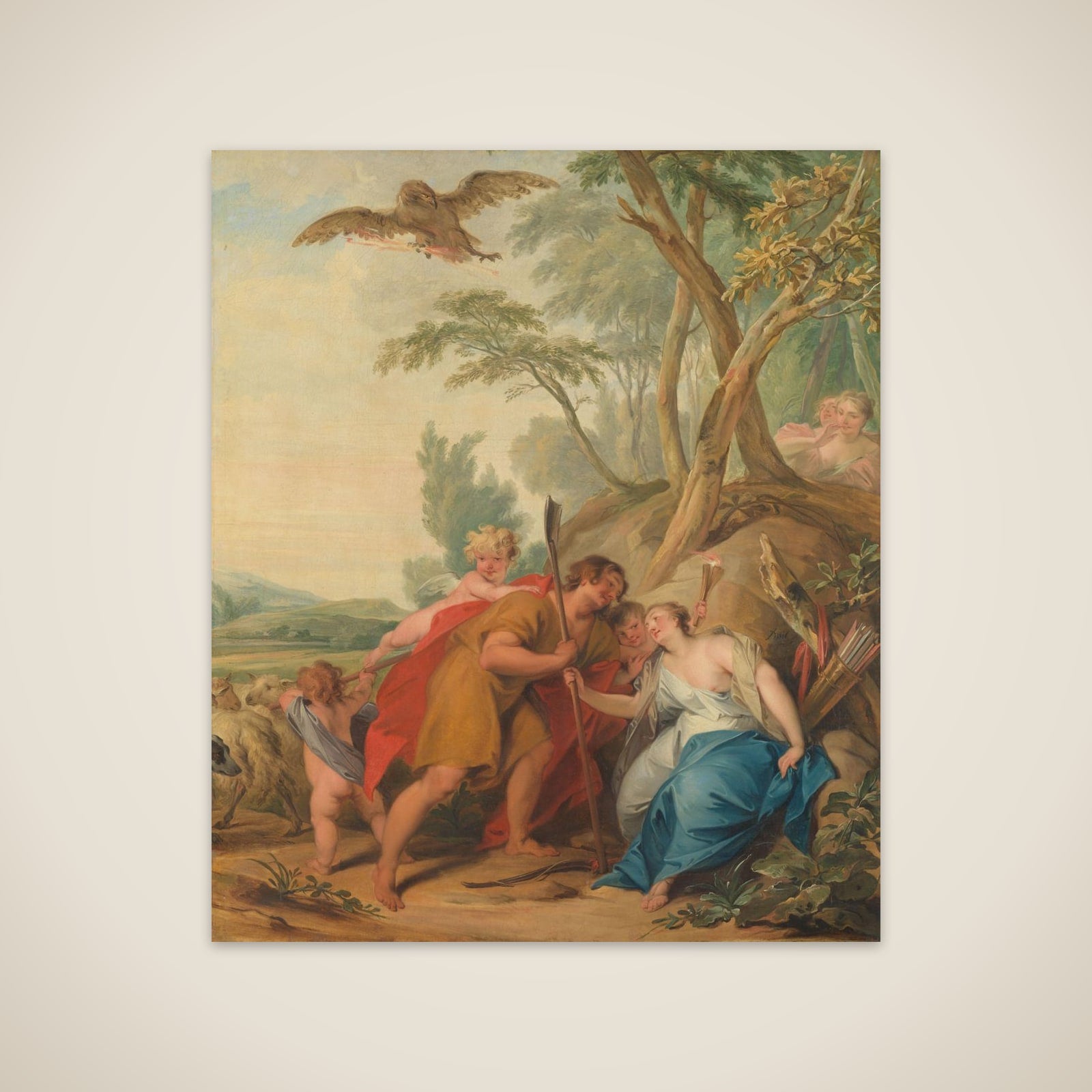 Jupiter, Disguised as a Shepherd, Seducing Mnemosyne, the Goddess of Memory unframed print