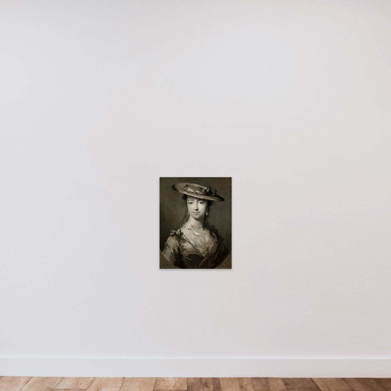 Head of a Young Woman unframed — shown to scale