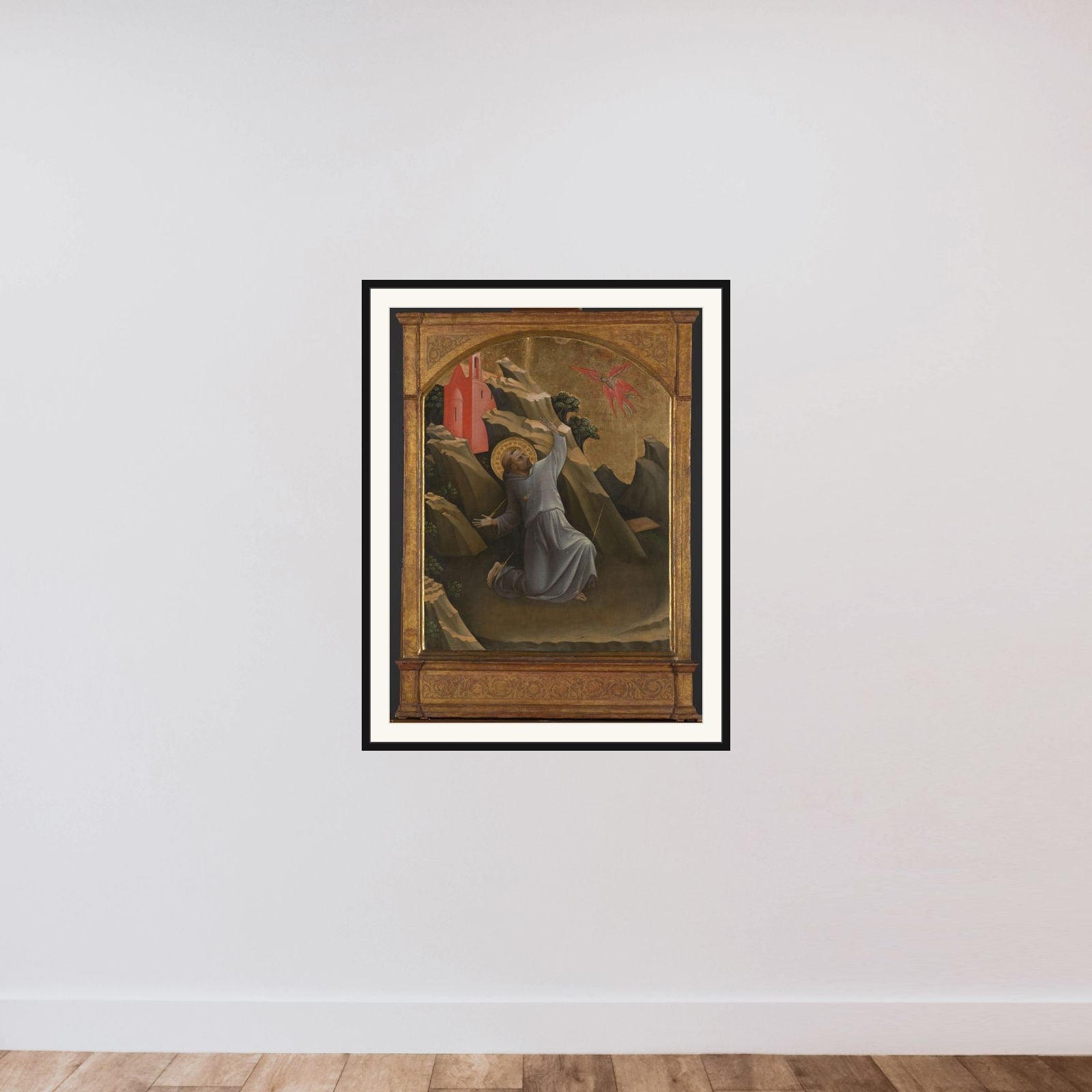 Saint Francis Receiving the Stigmata framed — shown to scale