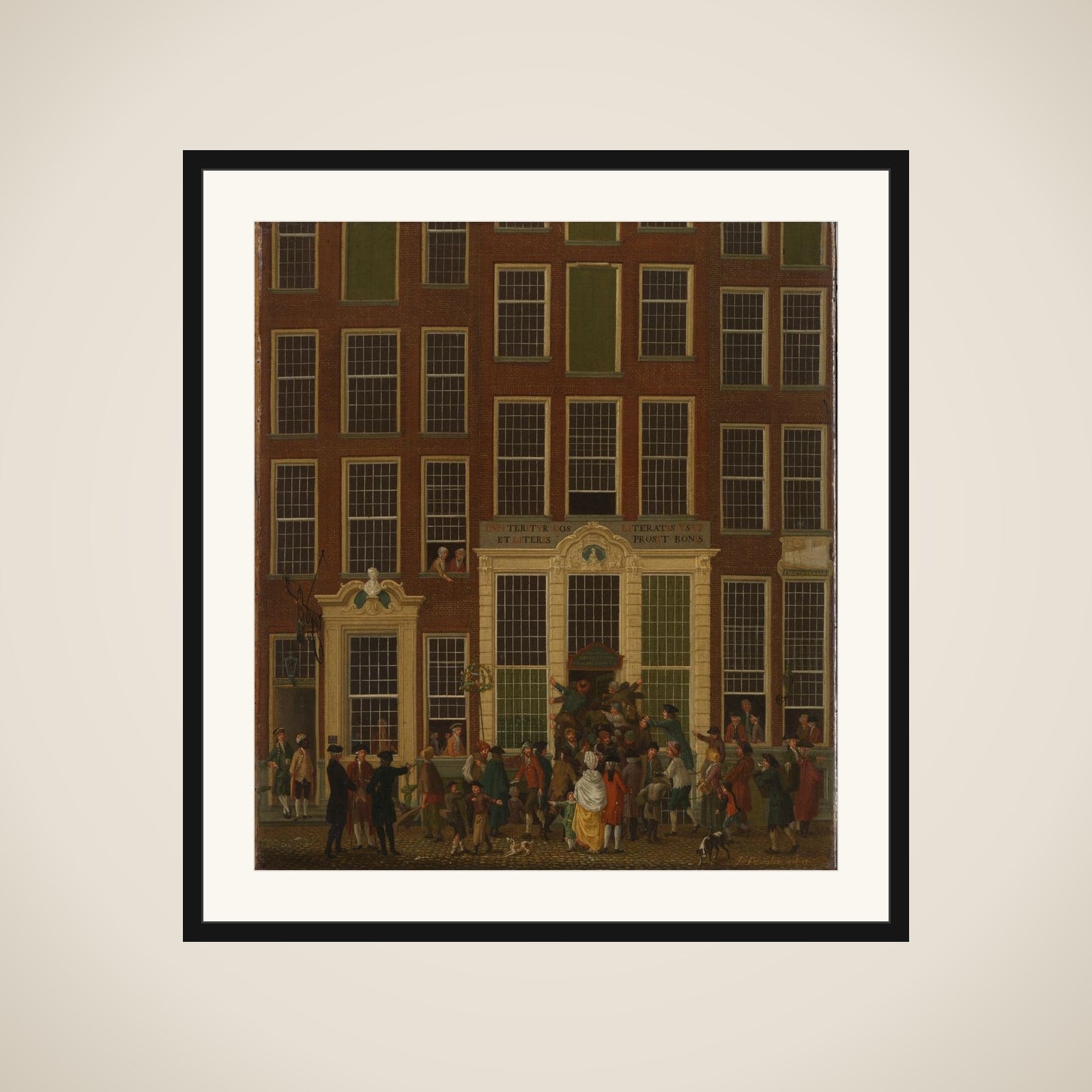 The Bookshop and Lottery Agency of Jan de Groot in the Kalverstraat in Amsterdam framed
