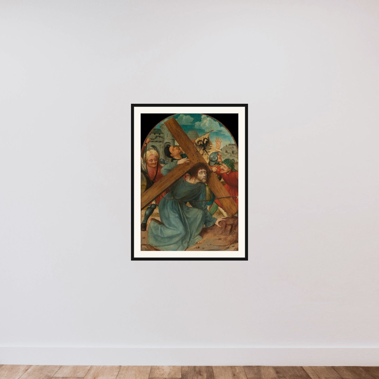 Christ Carrying the Cross framed — shown to scale