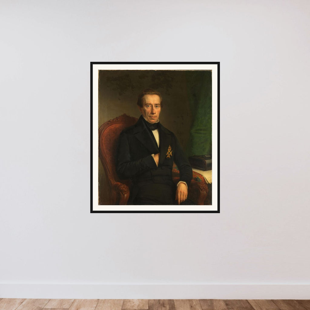 Portrait of Johan Rudolf Thorbecke, Minister of State and Minister of the Interior framed — shown to scale