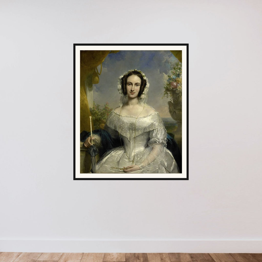 Agatha Petronella Hartsen (1814-78). In bruidstoilet ter gelegenheid van haar huwelijk met Jan van der Hoop op 17 maart 1841 framed — shown to scale