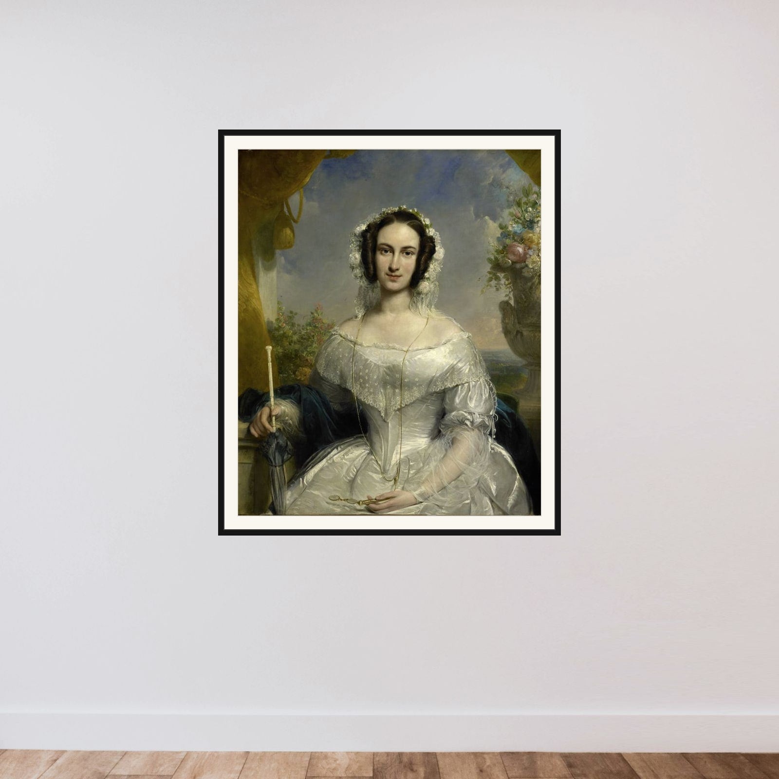 Agatha Petronella Hartsen (1814-78). In bruidstoilet ter gelegenheid van haar huwelijk met Jan van der Hoop op 17 maart 1841 framed — shown to scale
