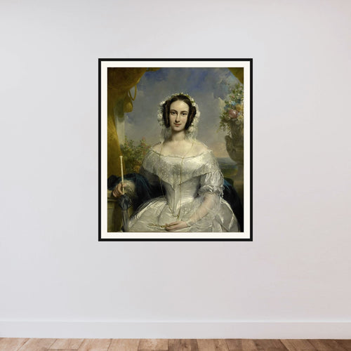 Agatha Petronella Hartsen (1814-78). In bruidstoilet ter gelegenheid van haar huwelijk met Jan van der Hoop op 17 maart 1841 framed — shown to scale