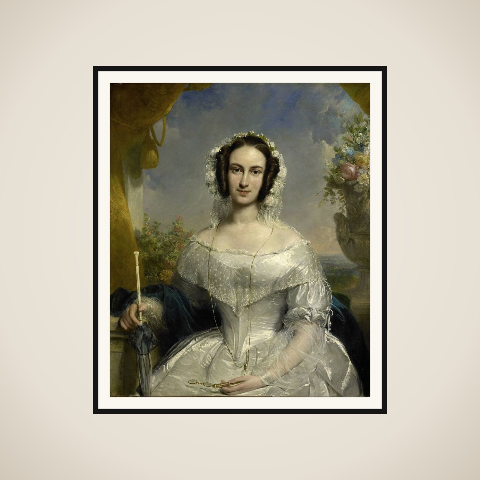 Agatha Petronella Hartsen (1814-78). In bruidstoilet ter gelegenheid van haar huwelijk met Jan van der Hoop op 17 maart 1841 framed