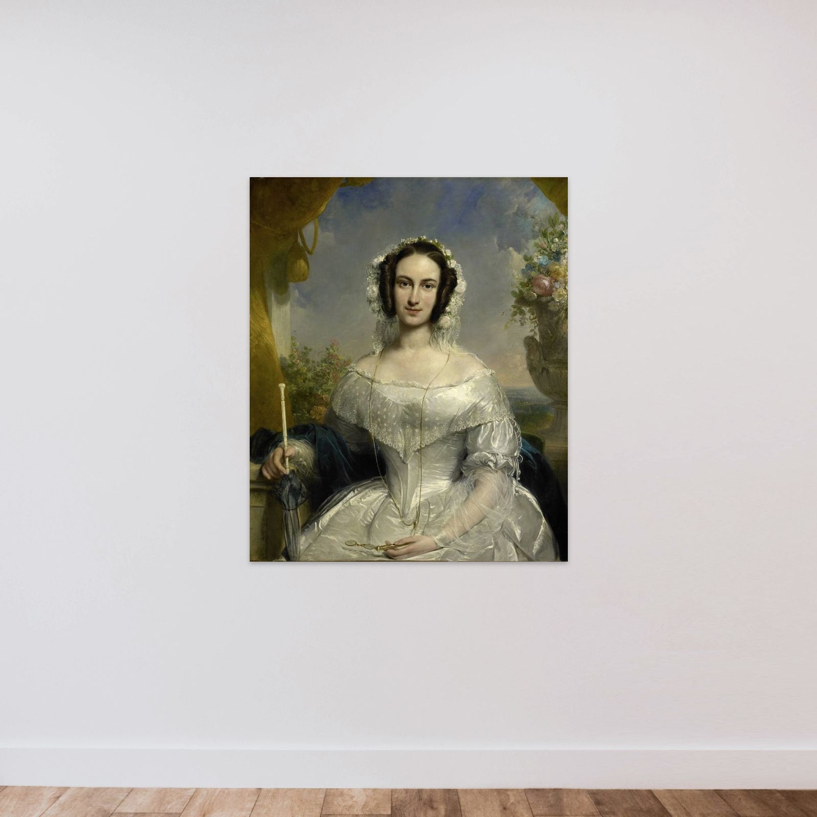 Agatha Petronella Hartsen (1814-78). In bruidstoilet ter gelegenheid van haar huwelijk met Jan van der Hoop op 17 maart 1841 unframed — shown to scale