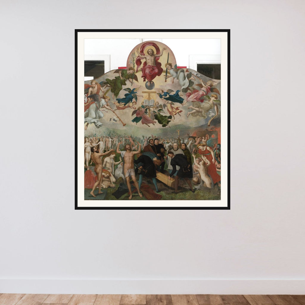 Last Judgment and the Burying of the Dead framed — shown to scale