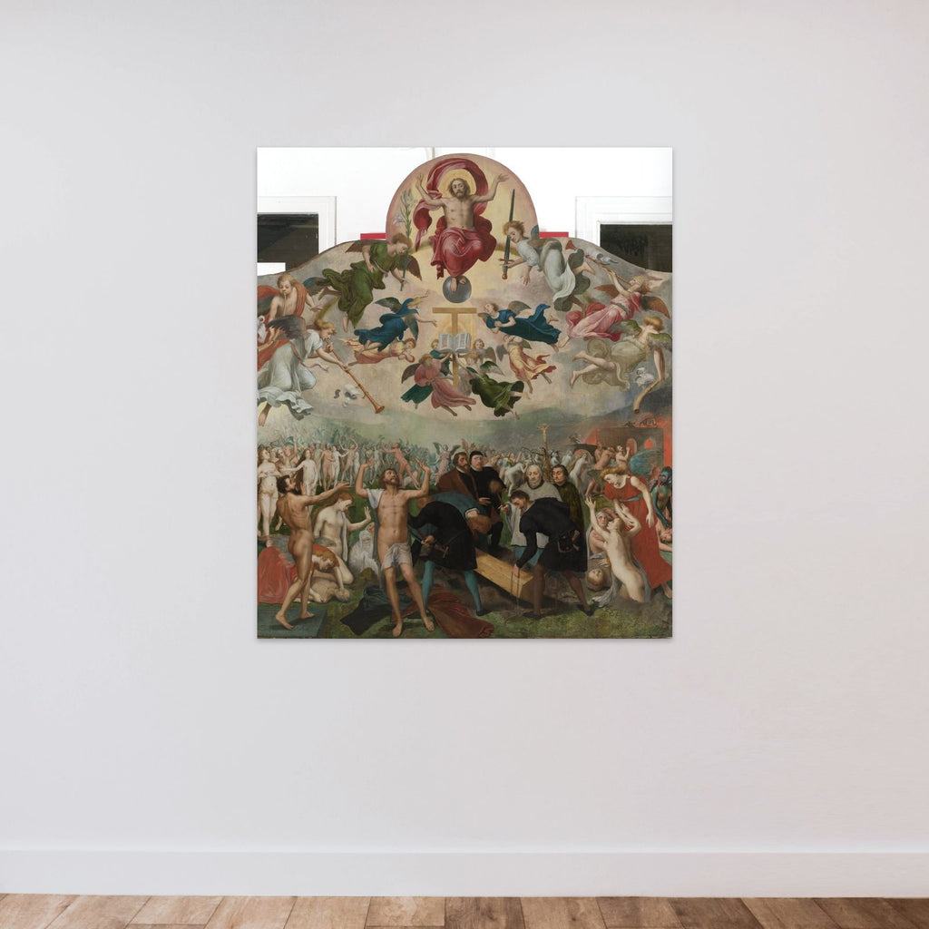 Last Judgment and the Burying of the Dead unframed — shown to scale