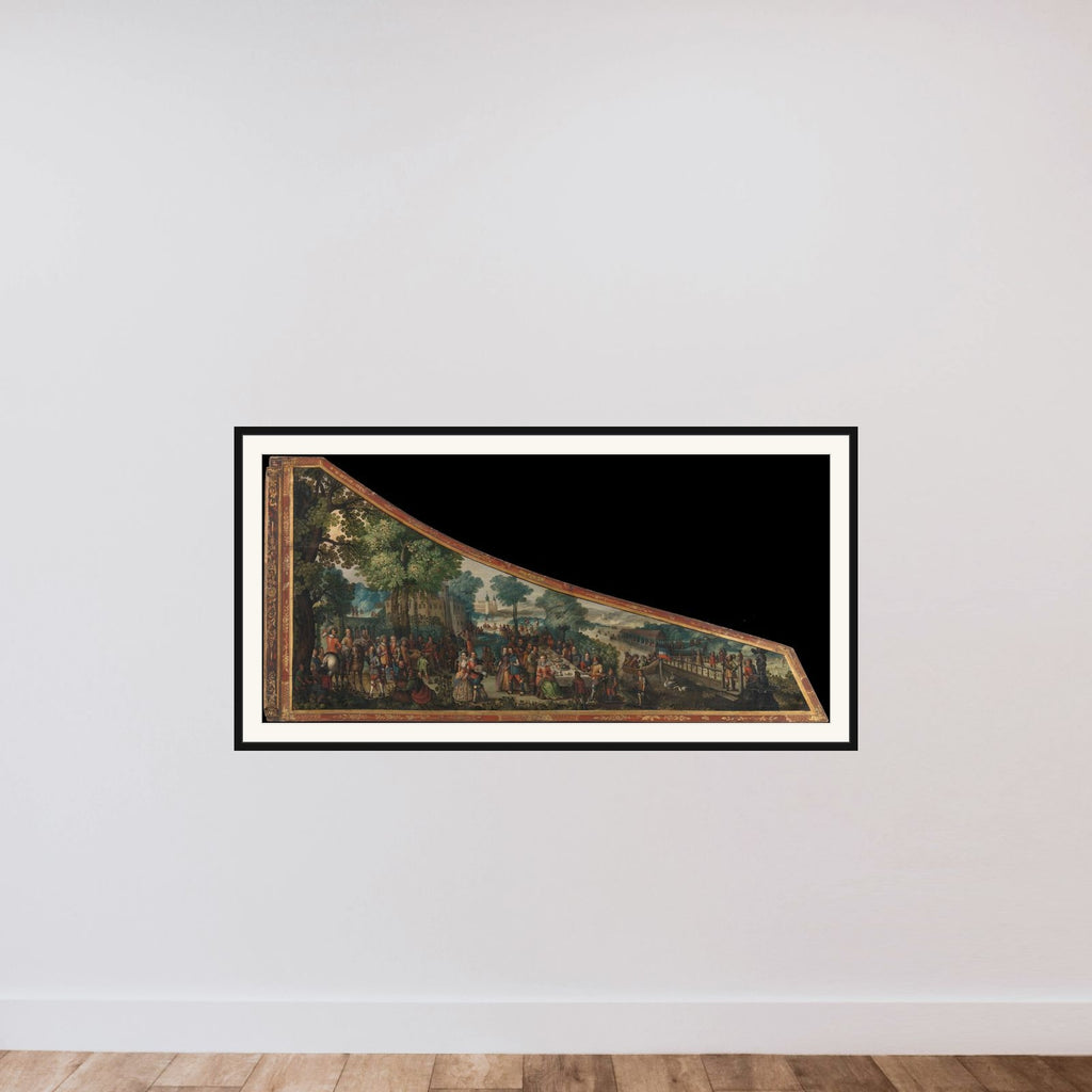 Harpsichord Lid Decorated with a Merry Company near a Country Mansion framed — shown to scale