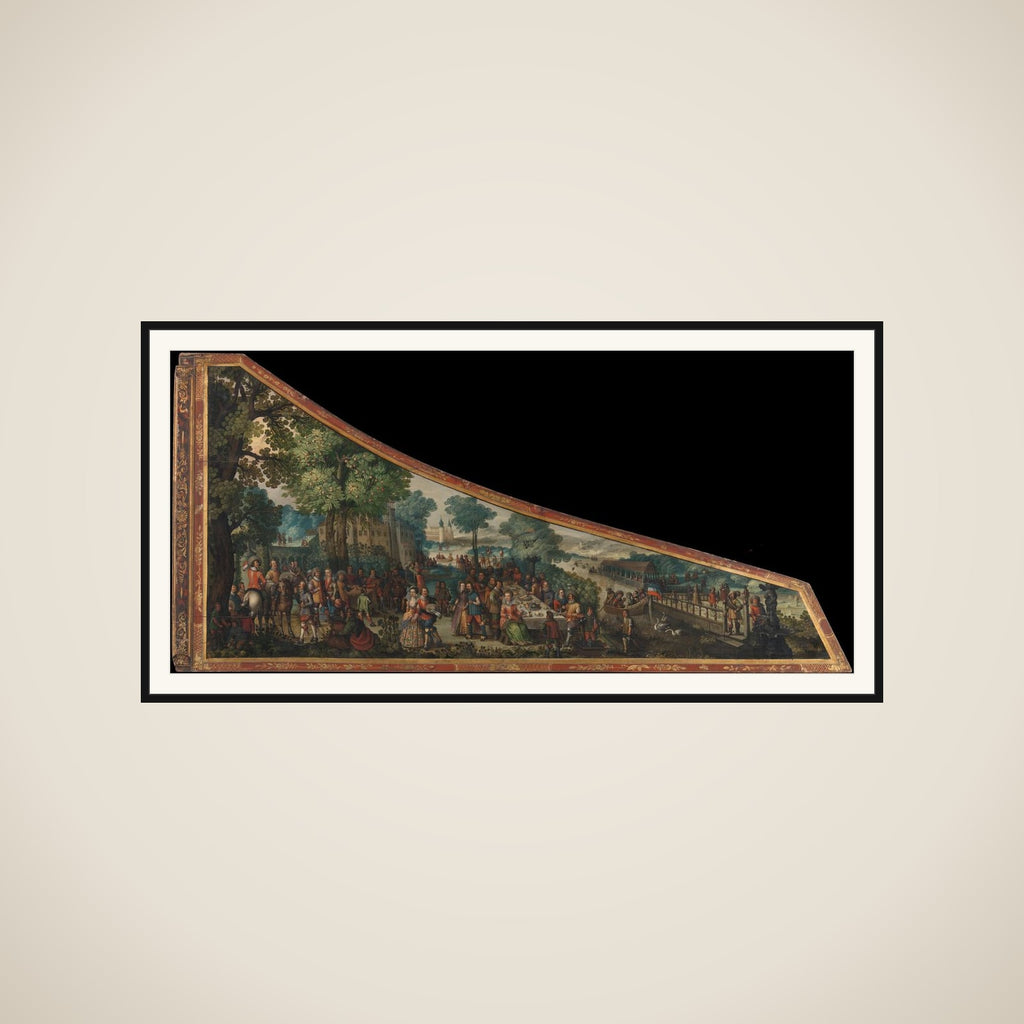 Harpsichord Lid Decorated with a Merry Company near a Country Mansion framed