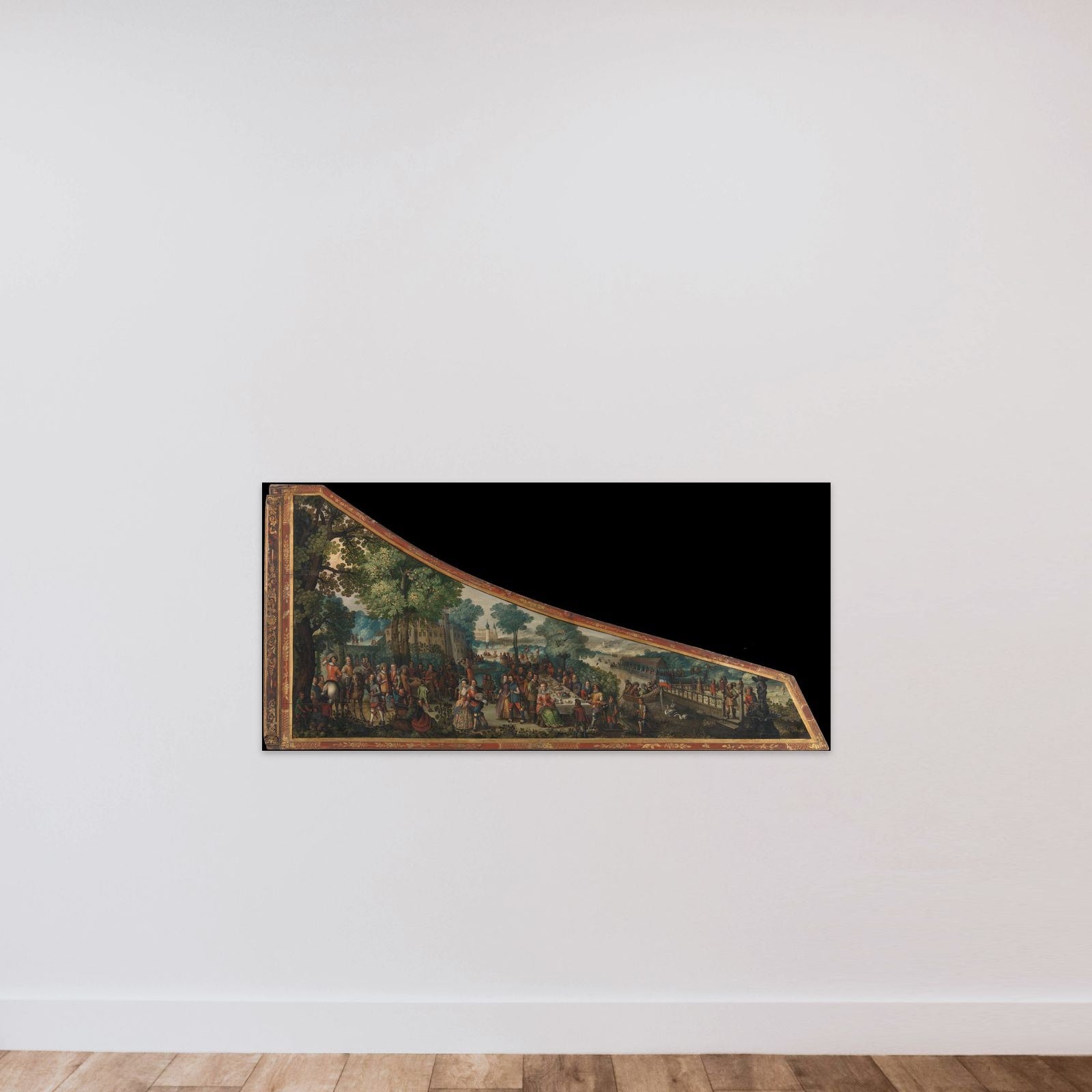 Harpsichord Lid Decorated with a Merry Company near a Country Mansion unframed — shown to scale
