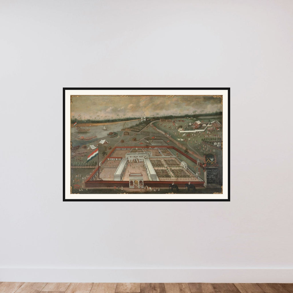 The Trading Post of the Dutch East India Company in Hooghly, Bengal framed — shown to scale