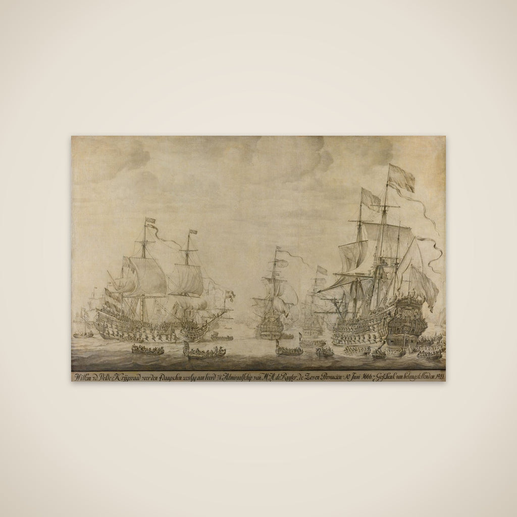 "Council of War aboard ""The Seven Provinces"", the Flagship of Michiel Adriaenszoon de Ruyter, 10 June 1666, preceding the Four Days' Battle: episode from the Second Anglo-Dutch War" unframed print