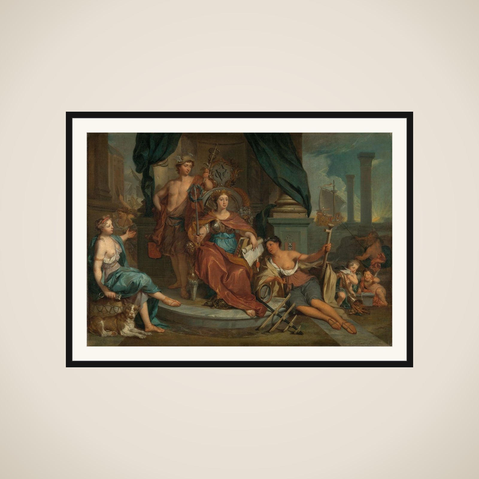 Apotheosis of the Dutch East India Company (Allegory of the Amsterdam Chamber of Commerce of the VOC) framed