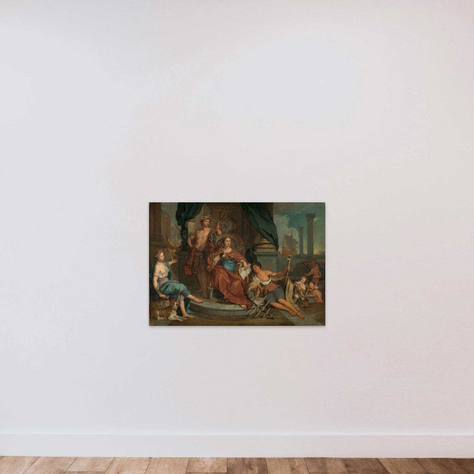 Apotheosis of the Dutch East India Company (Allegory of the Amsterdam Chamber of Commerce of the VOC) unframed — shown to scale