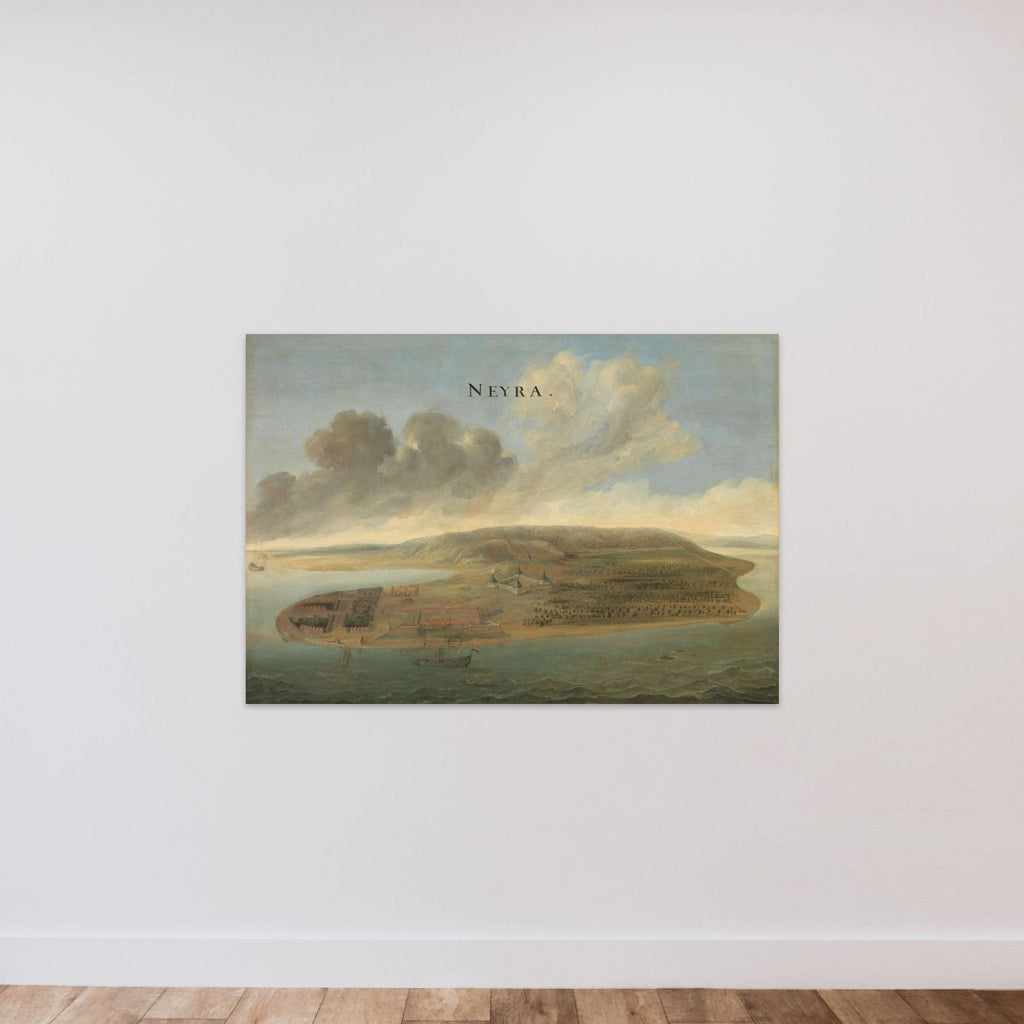 Two Views of Dutch East India Company Trading Posts: Lawec in Cambodia and Banda in the Southern Moluccas unframed — shown to scale