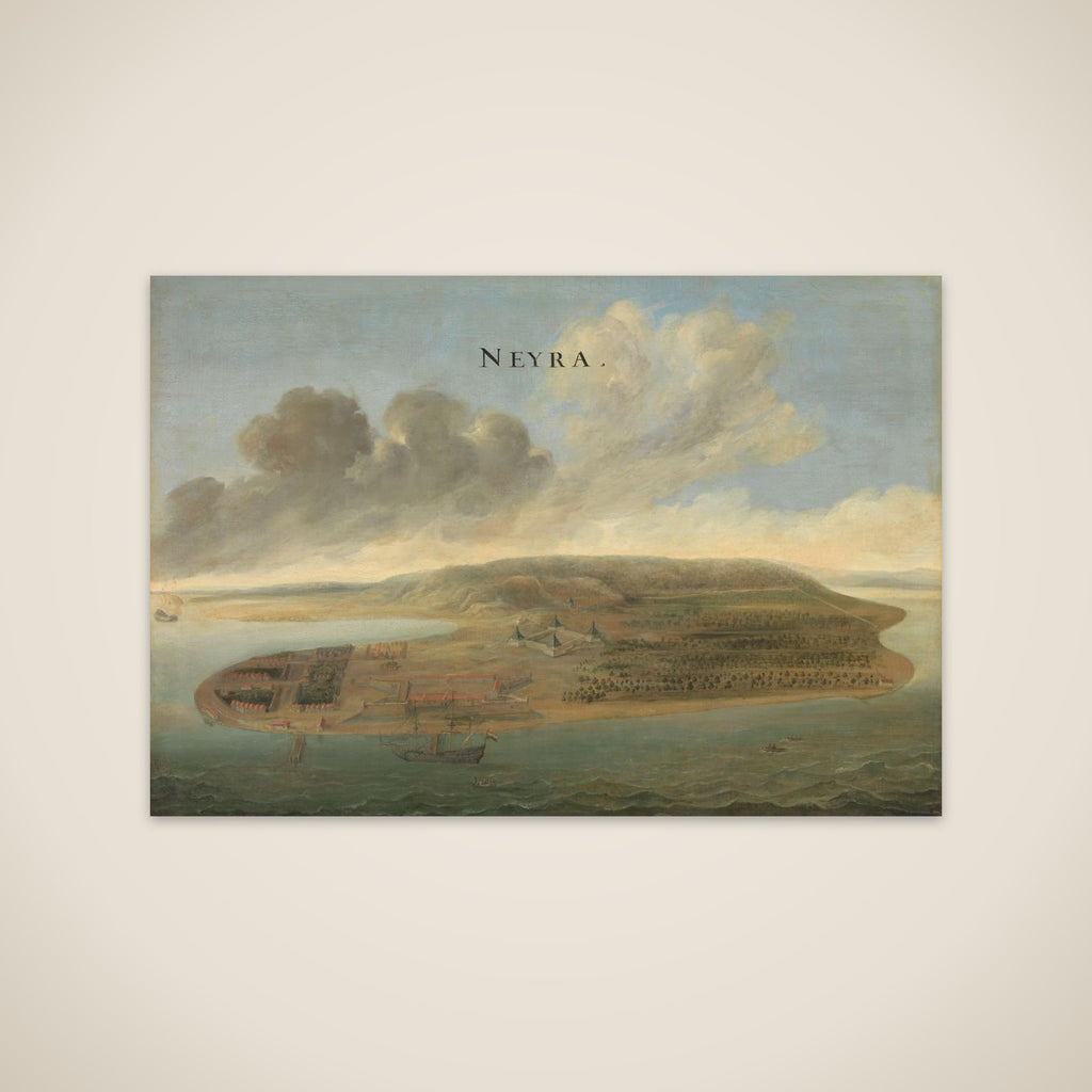 Two Views of Dutch East India Company Trading Posts: Lawec in Cambodia and Banda in the Southern Moluccas unframed print