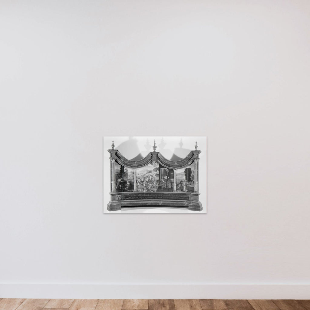 Triptych with the Stoning of Saint Stephen and the Legend of the Finding of his Grave unframed — shown to scale