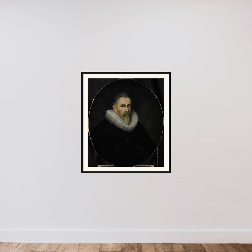 Portrait of Johan van der Veecque, Director of the Rotterdam Chamber of the Dutch East India Company, elected 1602 framed — shown to scale