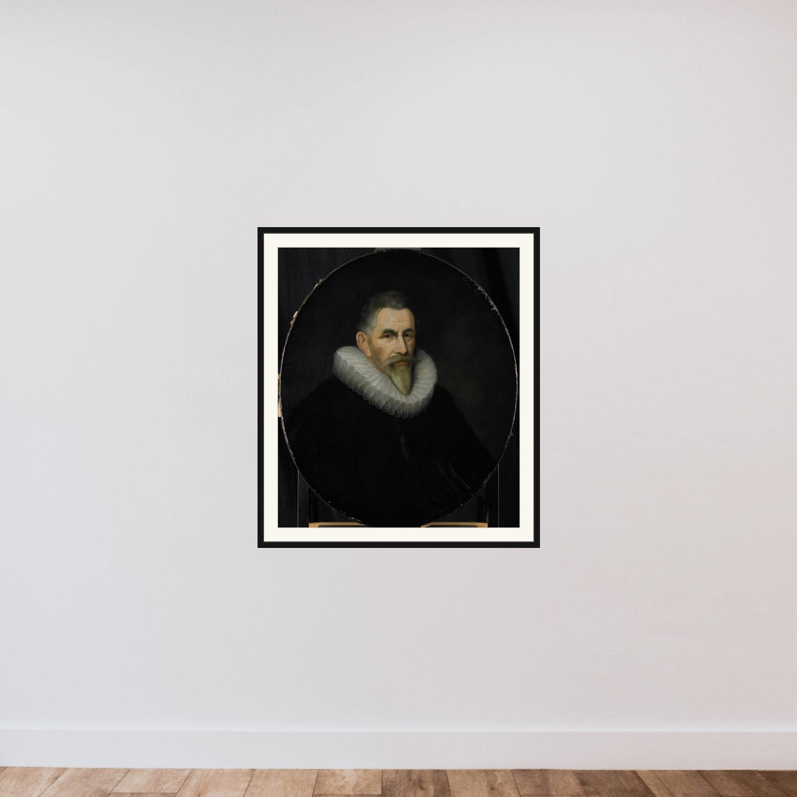 Portrait of Johan van der Veecque, Director of the Rotterdam Chamber of the Dutch East India Company, elected 1602 framed — shown to scale