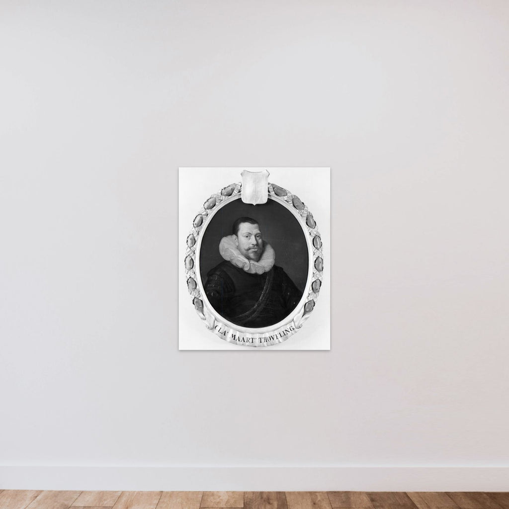 Portrait of Claes Maertensz Thoveling, Director of the Rotterdam Chamber of the Dutch East India Company, elected 1619 unframed — shown to scale
