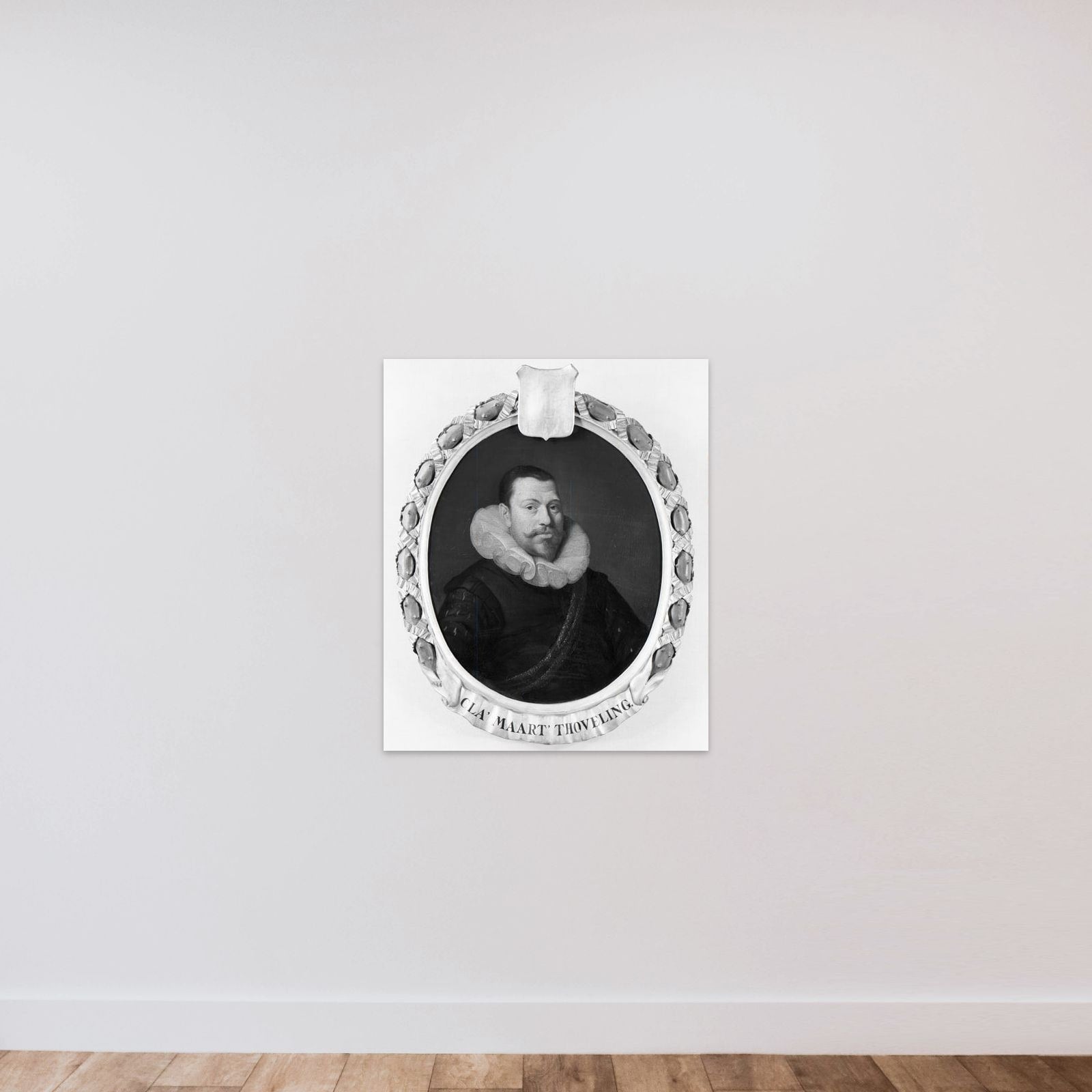 Portrait of Claes Maertensz Thoveling, Director of the Rotterdam Chamber of the Dutch East India Company, elected 1619 unframed — shown to scale